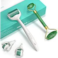 Los mejores  - Derma Roller Jade Roller Face Massager Set- ETEREAUTY 3 en 1 Microagujas Dermaroller 0.5mm - 1.0mm - 1.5mm Rodillos de…